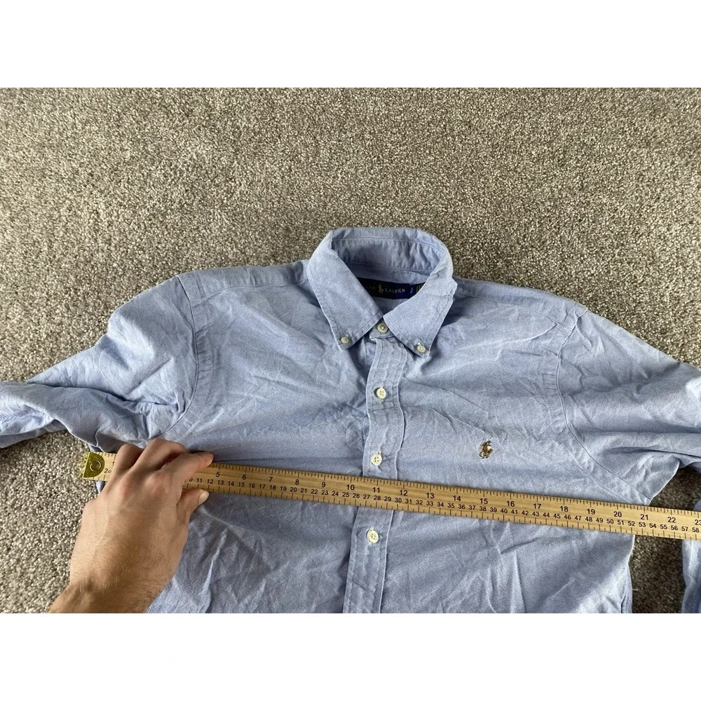 Polo Ralph Lauren Solid Light Blue Button Down Mens S Flesh Pony Cotton Work